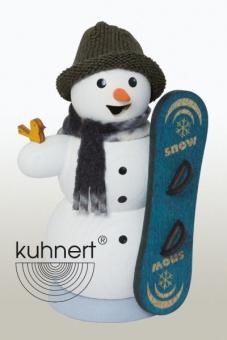 Drechslerei Kuhnert Räuchermann Schneemann mit Snowboard 