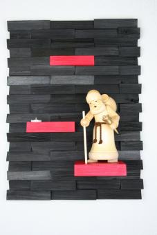 Ulbe Design Holzwandbild art line schwarz/rot mit Teelichthalter modern 
