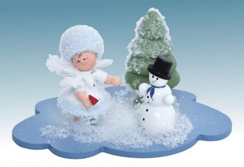 Drechslerei Kuhnert Schneeflöckchen mit Schneemann auf Wolke 