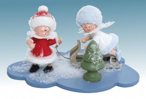 Drechslerei Kuhnert Schneeflöckchen und Weihnachtsmann auf Wolke 