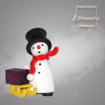 Hennig Miniaturen Schneemann mit Schlitten 
