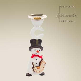 Hennig Miniaturen Kerzenhalter Schneemann mit Pferd 