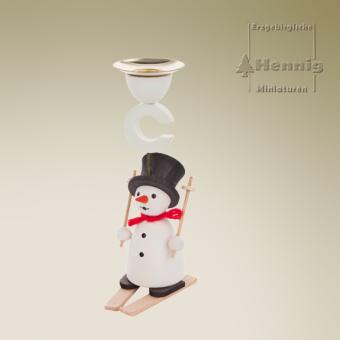 Hennig Miniaturen Kerzenhalter Schneemann mit Ski 