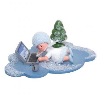 Drechslerei Kuhnert Schneeflöckchen mit Laptop auf Wolke Neu 2022 