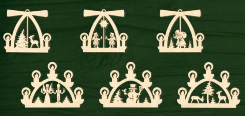 Drechslerei Kuhnert Baumschmuck Erzgebirge 6er Set – Bild 1