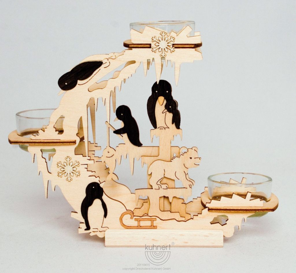 12624_Product.jpg Drechslerei Kuhnert Teelichtkranz mit Pinguinen Rarität – Bild 1