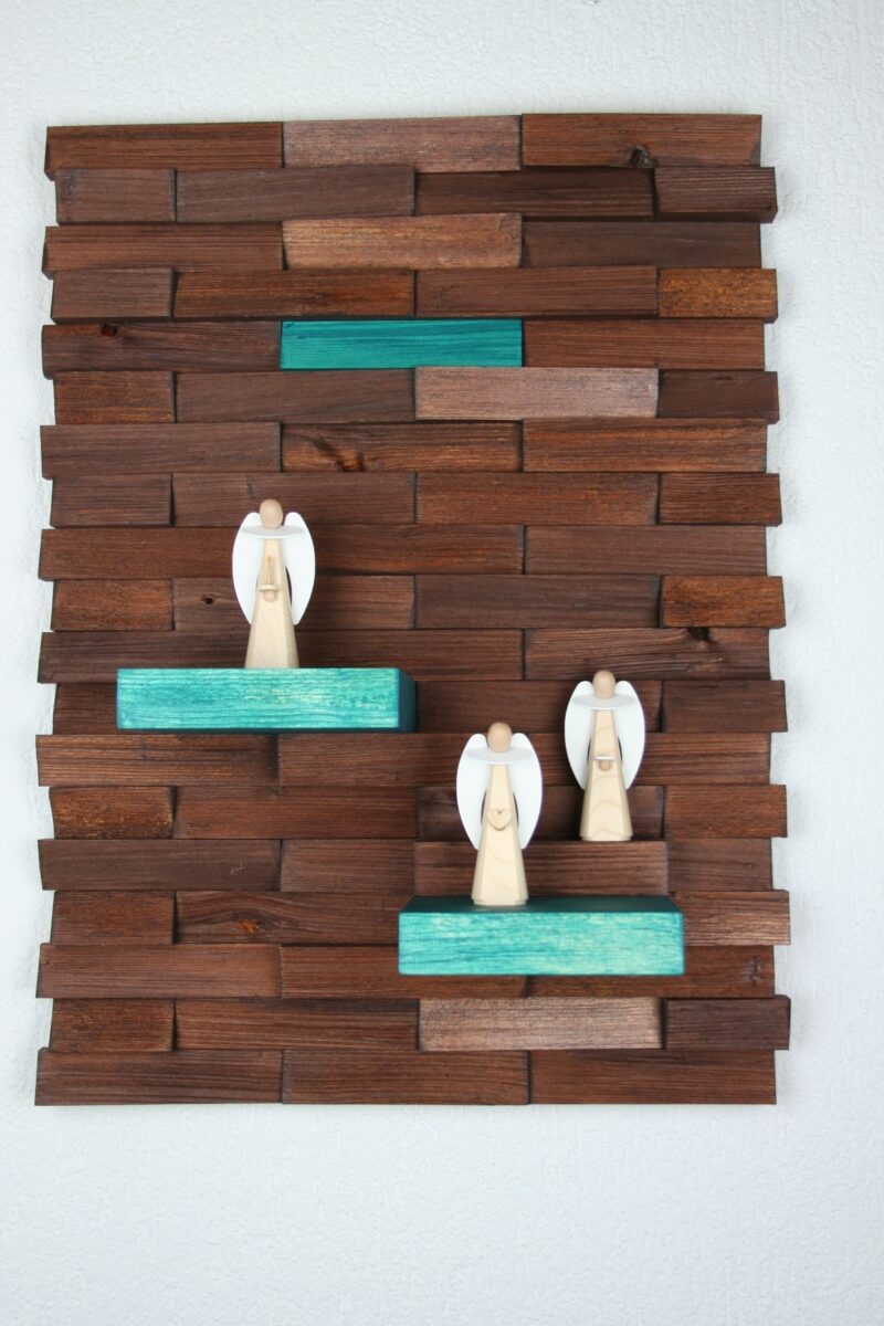 Ulbe Design Holzwandbild art line braun/türkis modern – Bild 1