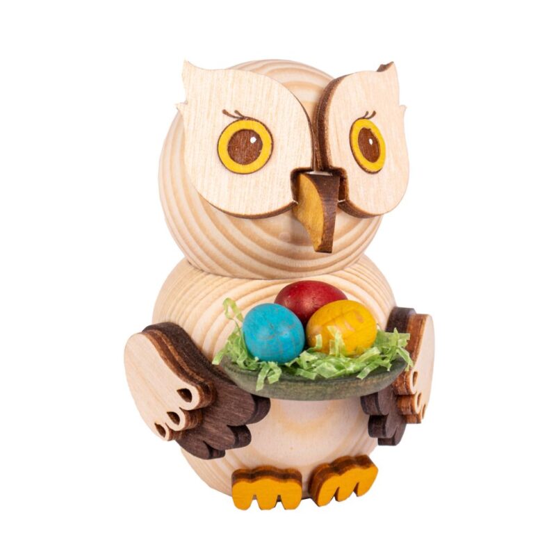 Drechslerei Kuhnert Holzfigur Mini Eule mit Ostereier Neu 2022 – Bild 1