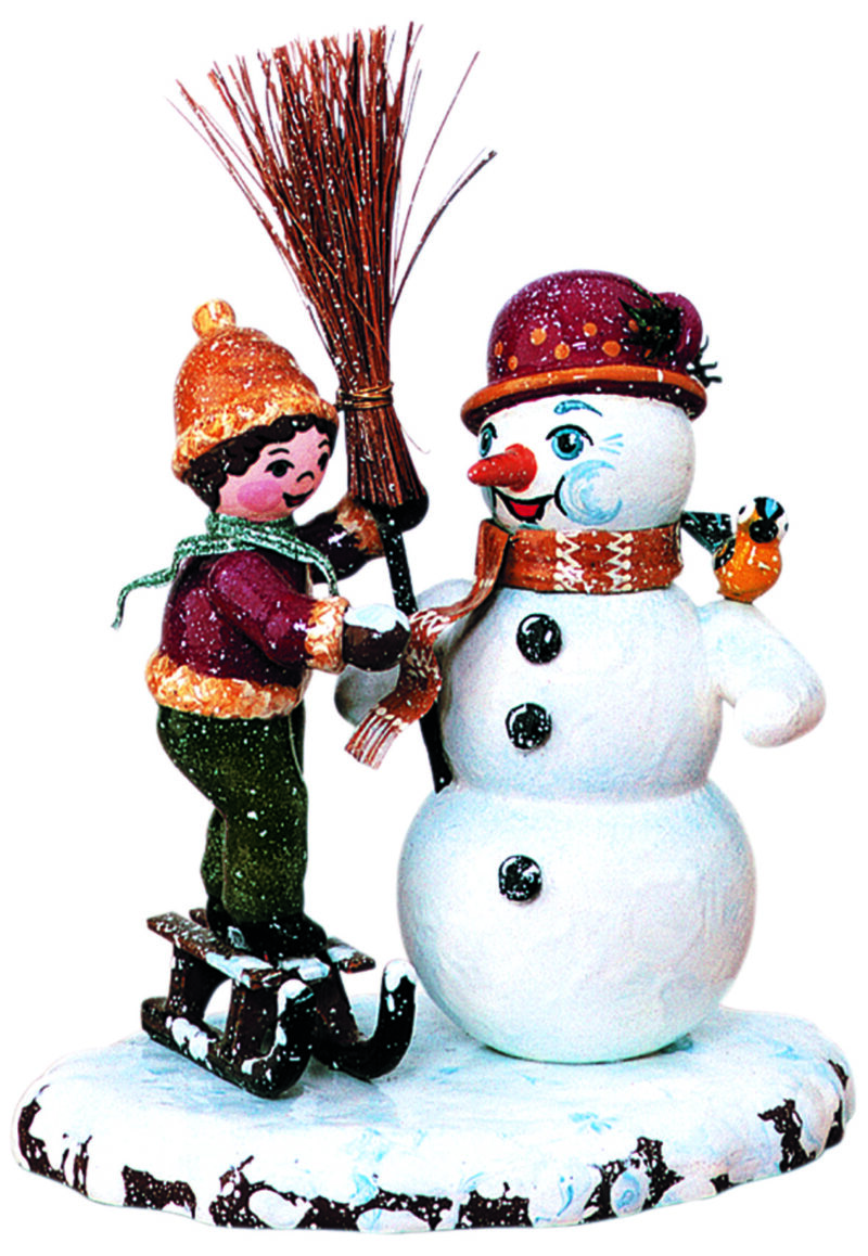 Hubrig Winterkinder Junge mit Schneemann – Bild 1