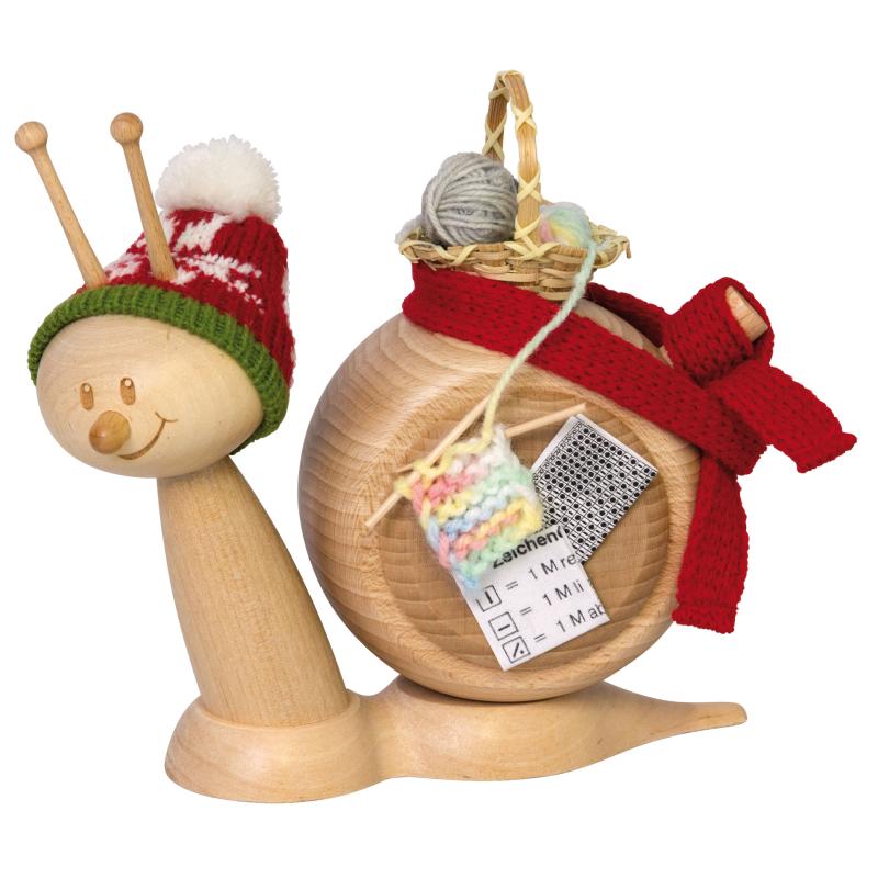 d010-01-000024b5_800x800.jpg Drechslerei Kuhnert Räuchermann Rauchschnecke mit Strickzeug Neu 2022 – Bild 1