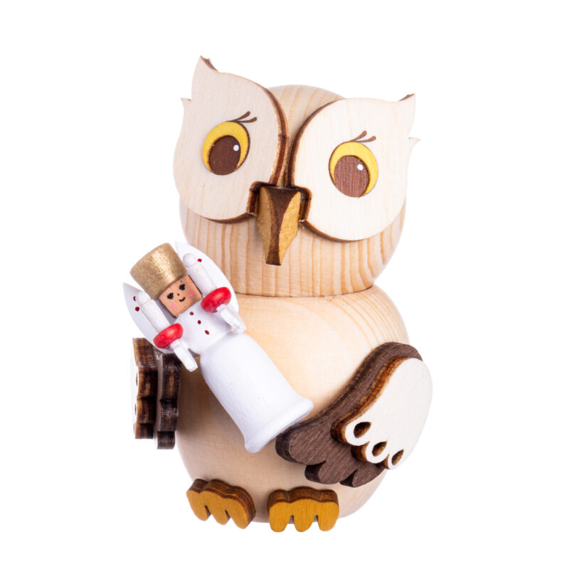Drechslerei Kuhnert Holzfigur Mini Eule mit Engel Neu 2023 – Bild 1