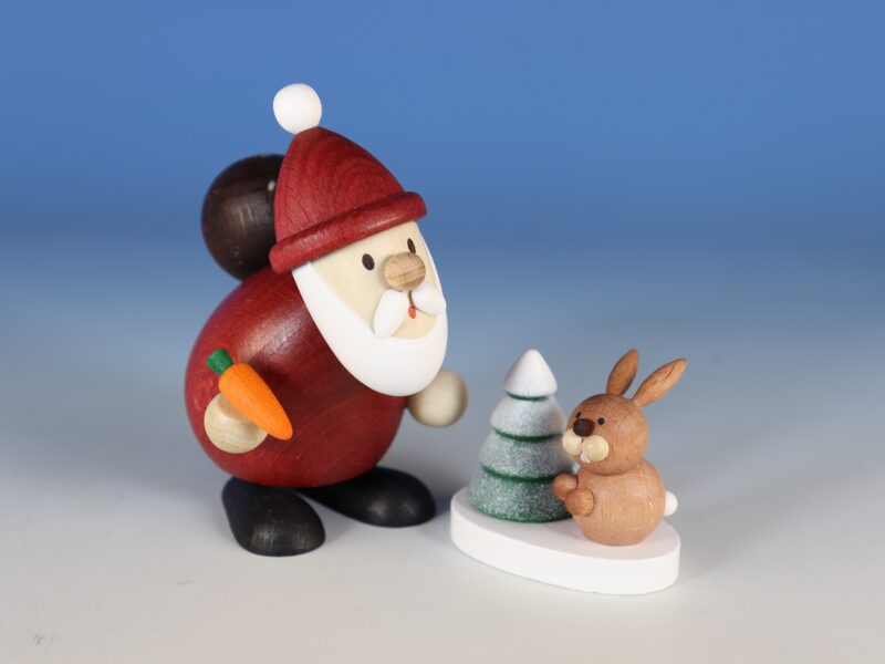 Paul Ullrich Weihnachtsmann mit Hase und verschneiten Baum Neu 2021 – Bild 1