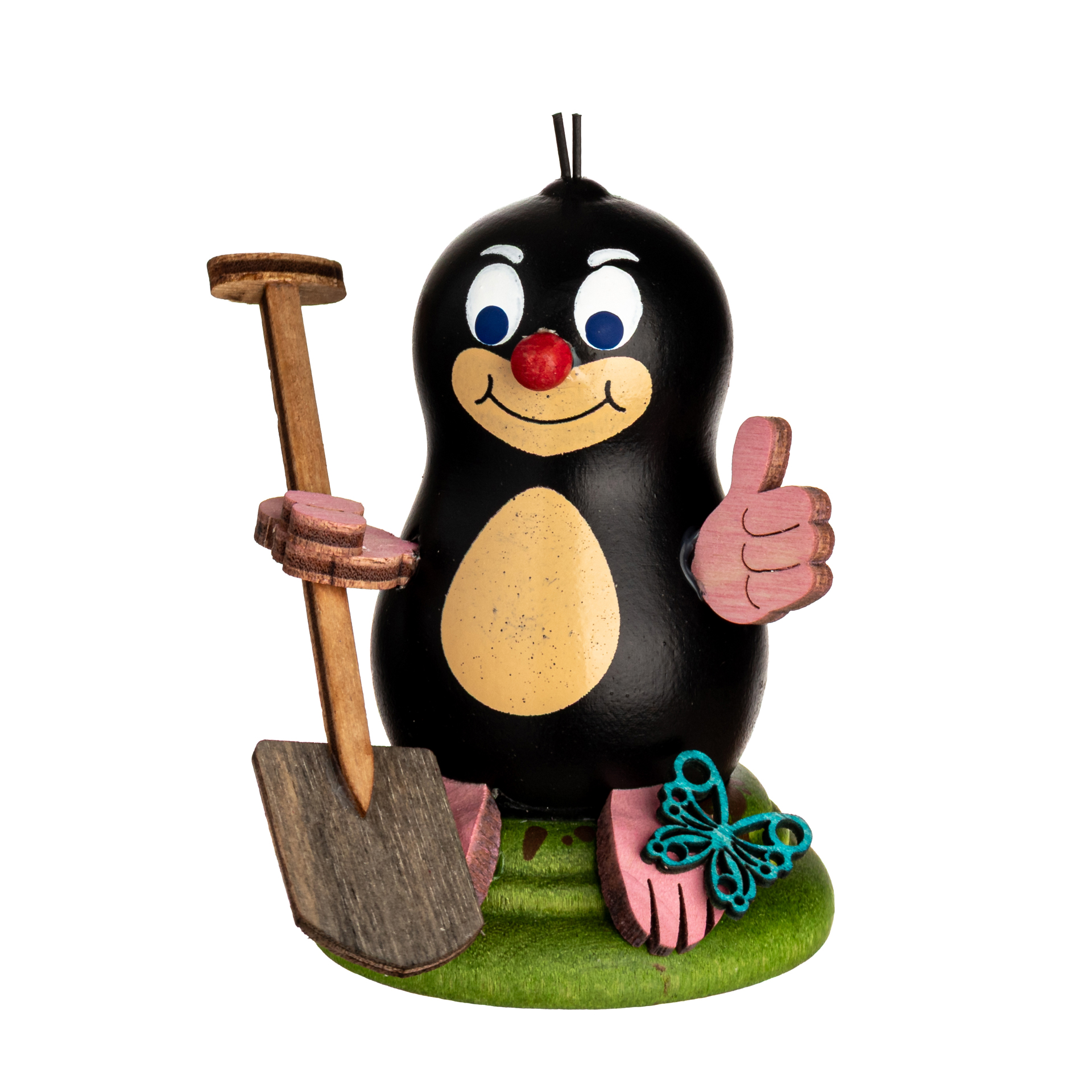 D010-01-00012041 Drechslerei Kuhnert Holzfigur Maulwurf Paul mit Spaten Neu 2025 – Bild 1