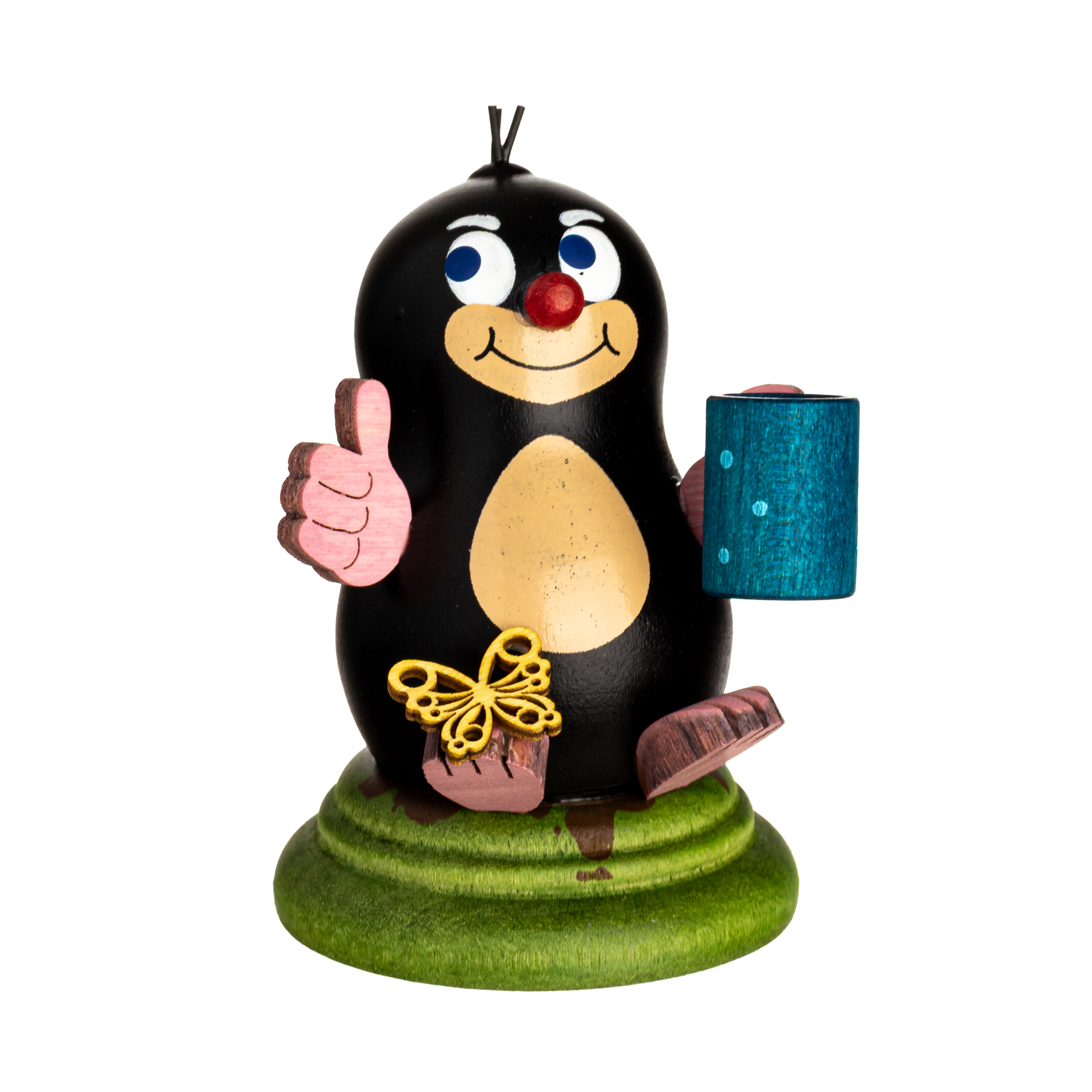 D010-01-00012042 Drechslerei Kuhnert Holzfigur Maulwurf Anna mit Tasse Neu 2025 – Bild 1