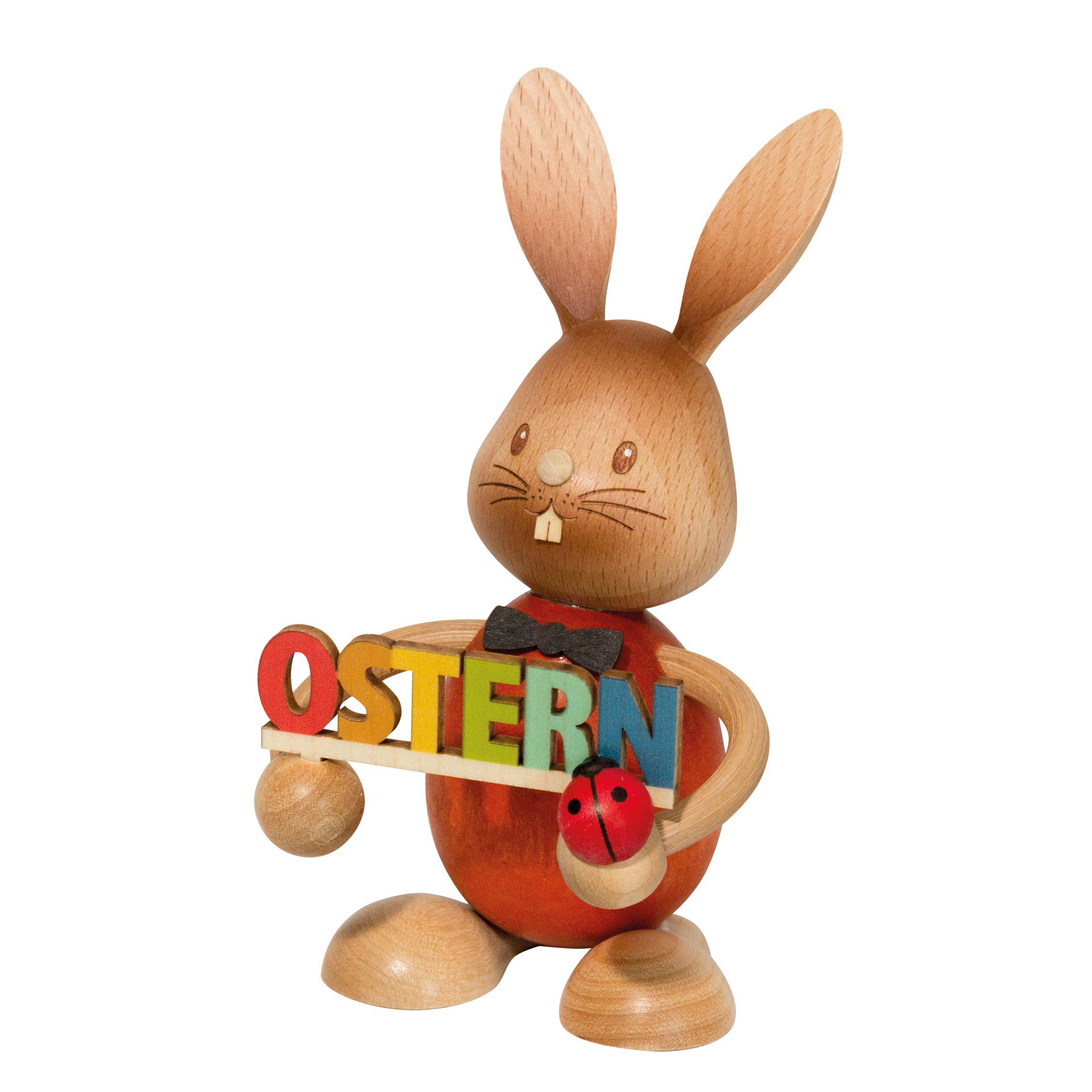 D010-01-00012032 Drechslerei Kuhnert Stupsi Hase mit Osterschrift Neu 2026 – Bild 1