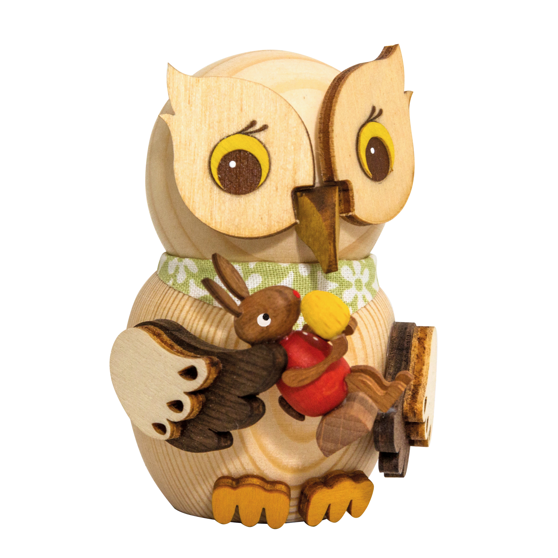 D010-01-00012156 Drechslerei Kuhnert Holzfigur Mini Eule mit Osterhase rot Neu 2026 – Bild 1