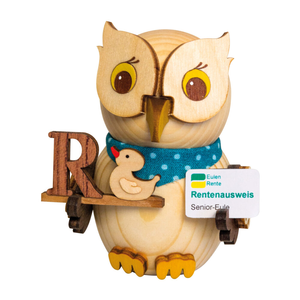 Drechslerei Kuhnert Mini Eule mit Rentenbescheid Drechslerei Kuhnert Mini Eule mit Rentenbescheid