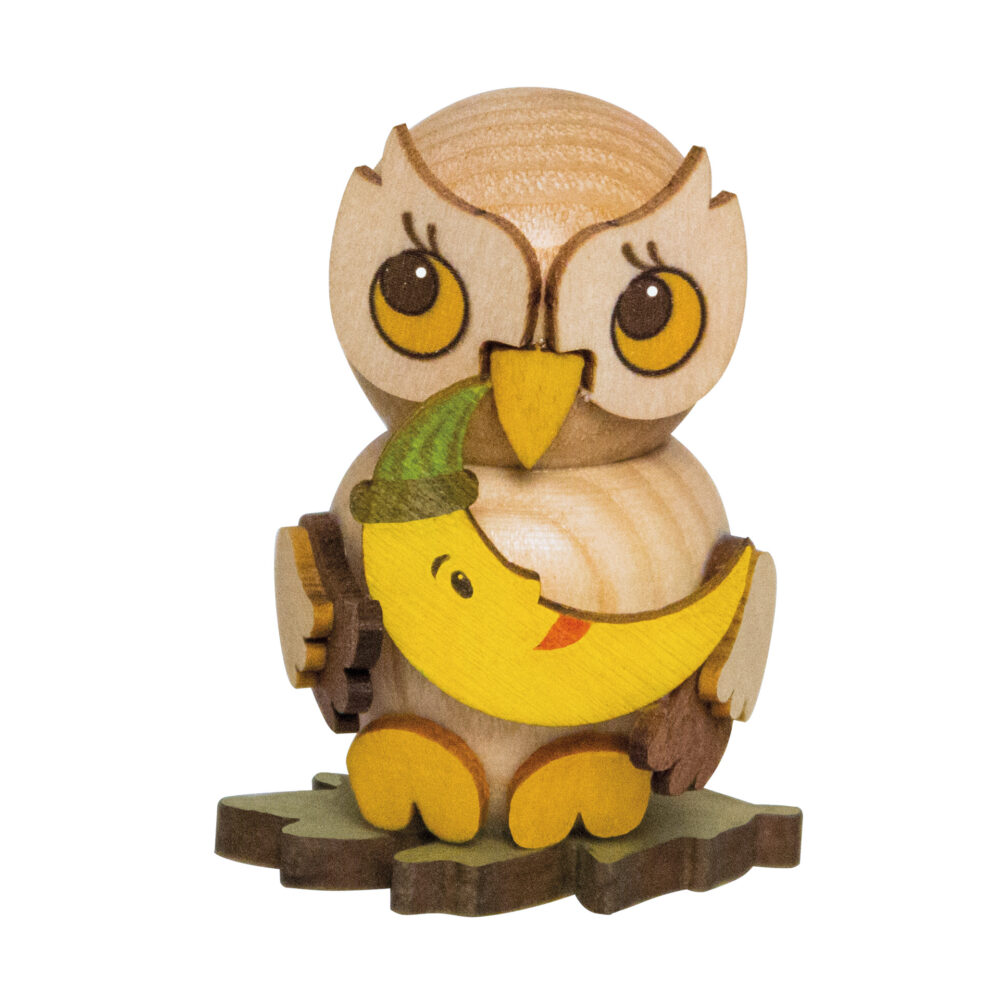 Drechslerei Kuhnert Eulenkind mit Mond Drechslerei Kuhnert Eulenkind mit Mond