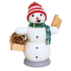 Drechslerei Kuhnert Räuchermann Schneemann mit Lebkuchenkorb